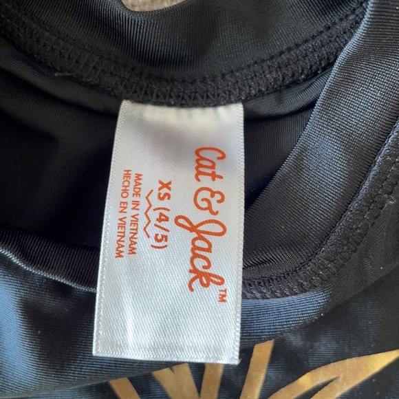 Cat & Jack black rashguard with gold pineapples Size XS (4/5) - Picture 5 of 5